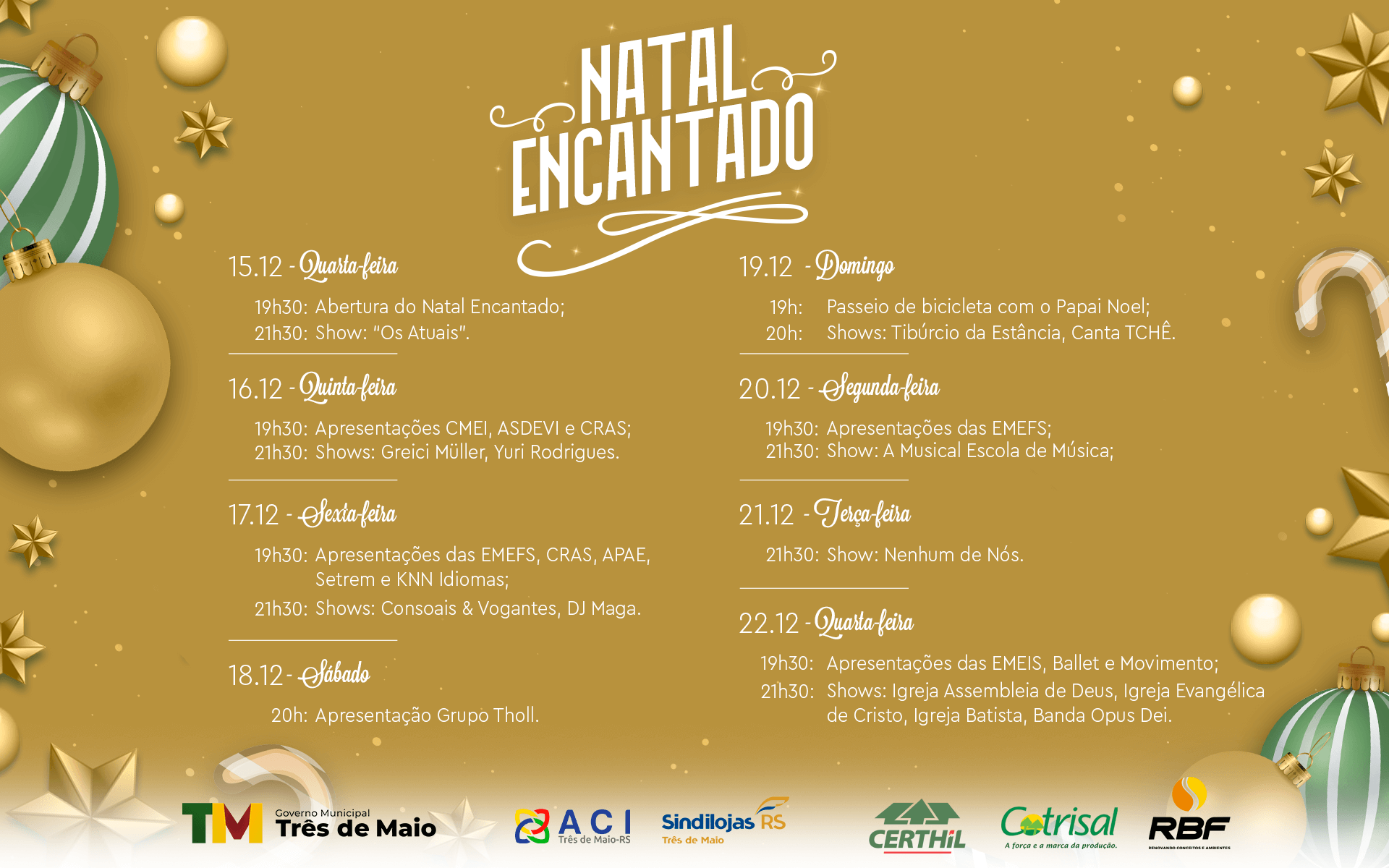 ABERTURA DO NATAL ENCANTADO OCORRE NA QUARTA-FEIRA